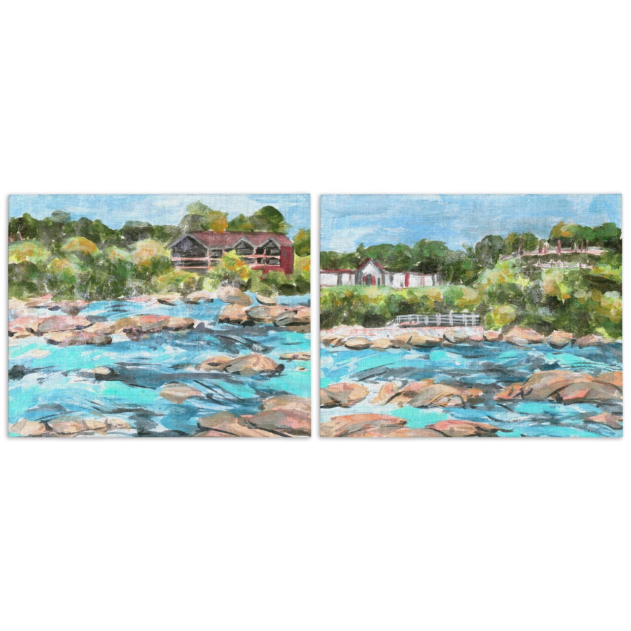 Stupell Industries Flowing River Rocks 2 pc Canvas Wall Art Set Design by Melissa Wang